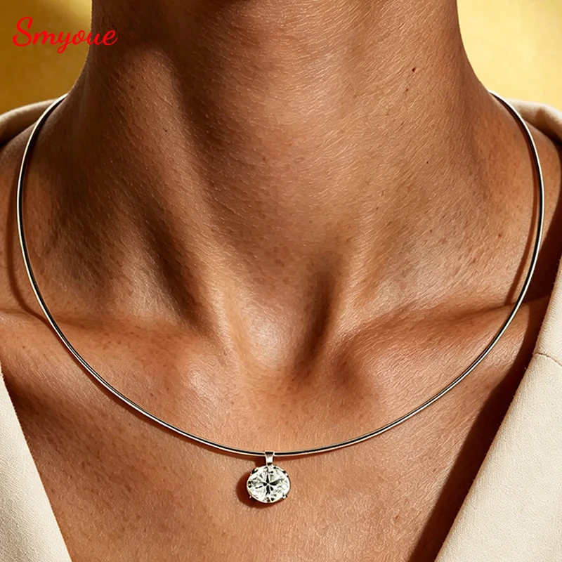 

Smyoue 3CT Oval Cut Moissanite Necklace for Women Men Classic Neck Chain 1mm Lab Diamond Pendant 925 Sterling Silver Jewelry