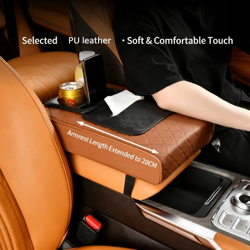 

2026 New PU Leather Car Center Console Cover Universal Armrest Heightening Pad Protector Cushion All Seasons Vehicle Interior