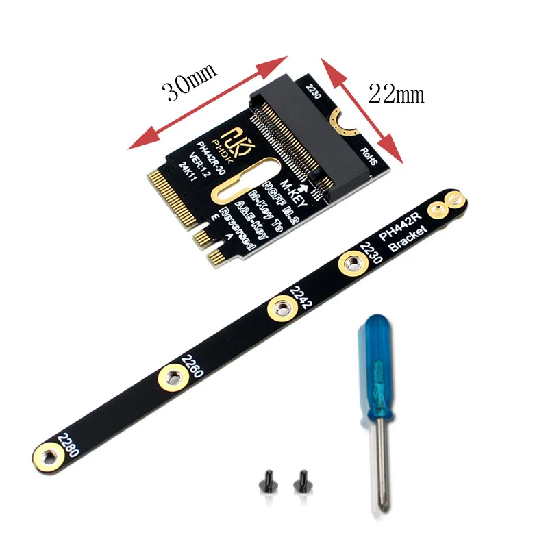 Адаптер M.2 A+E к NVME SSD Интерфейс M2 WIFI A/E Key к M Key PCIE 4.0 Riser Card с кронштейном для 2230 2242 2260 2280 NVME SSD