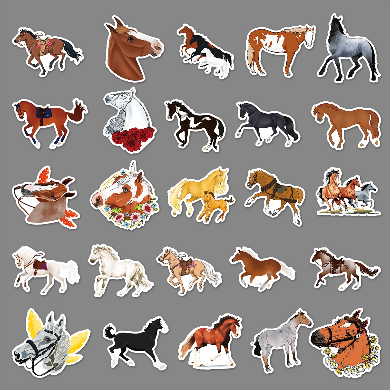 10/30/50PCS Trend New Cartoon Horse Graffiti Helmet Refrigerator Animal DIY  Mobile Phone Suitcase Sticker Waterproof Wholesale