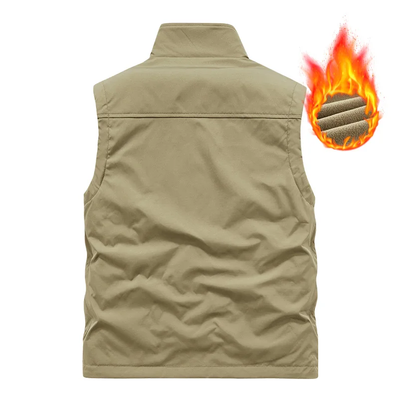 حجم كبير M-6XL الرجال عكسها سترة صوف شتاء دافئ جاكيت بلا إكمام عادية 2 في 1 مزدوجة الجانب ارتداء صدرية VT-374