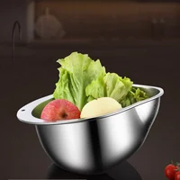 Stainless Steel Rice Washing Bowl with Drain Holes, 2-in-1 Vegetable Fruit Strainer Colander Basket for Kitchen Sink 4