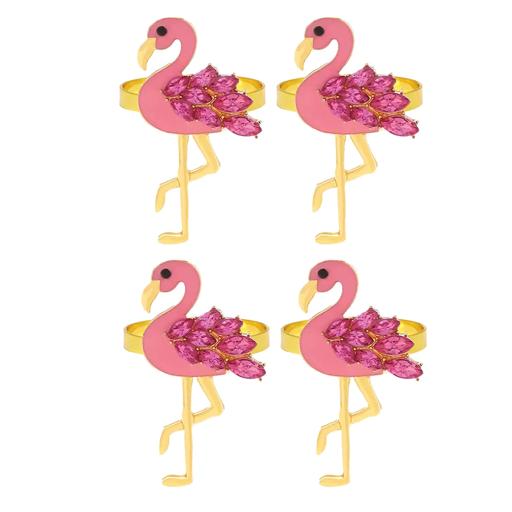

4 Pcs Flamingo Napkin Rings Family Gatherings Holders Decor Delicate Animal Alloy Tropical Practical Buckles Dinner Party