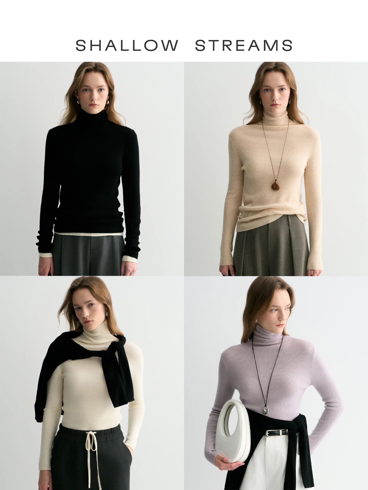 

Классический шерстяной свитер-базовый слой Gold Camere с двойной нитью, высоким воротником, теплый, мягкий, женский, модный