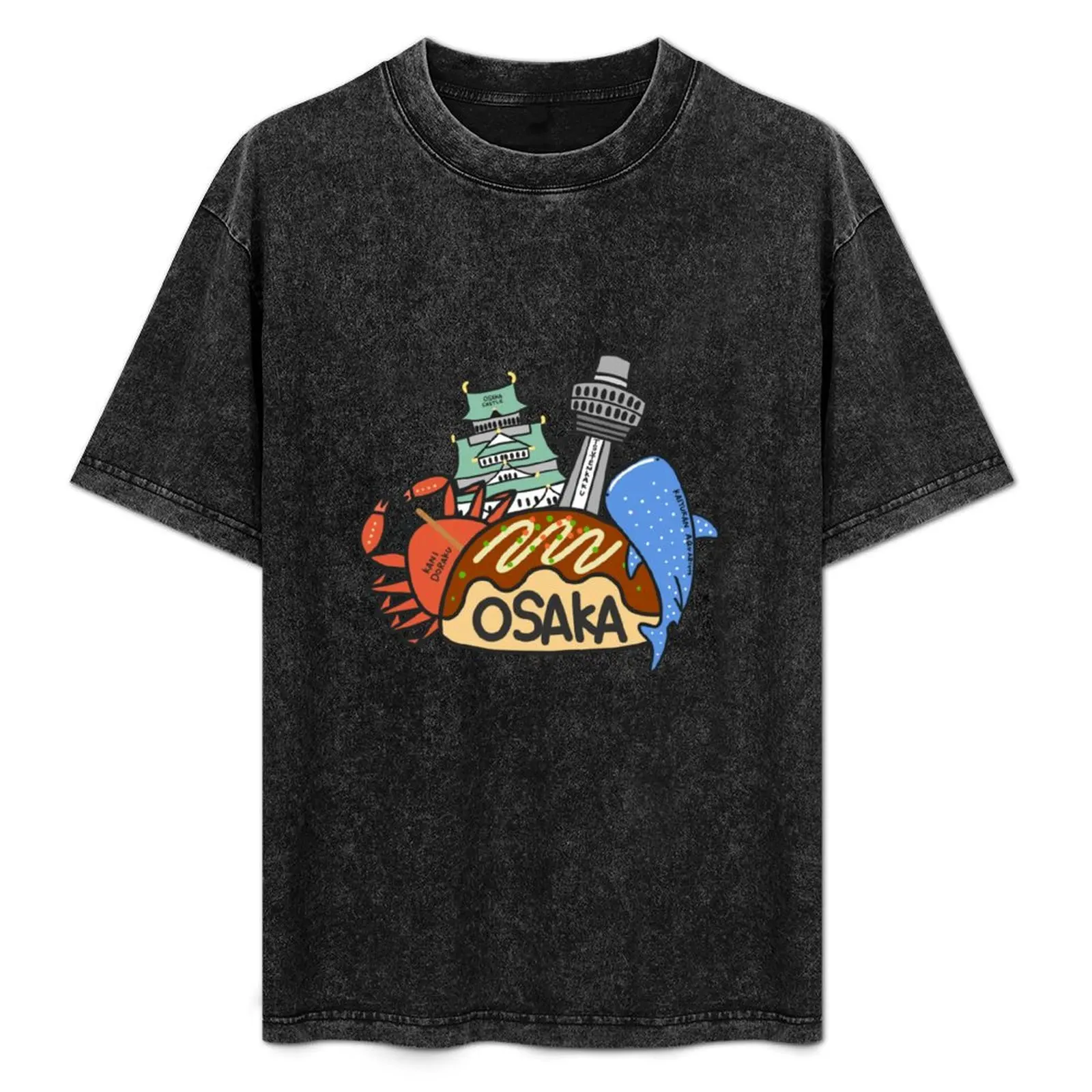 OSAKA Love Japan Osaka Logo Cute Funny Art Takoyaki Namba Souvenir T-Shirt Sticker T-Shirt baggy shirts black t shirts for men