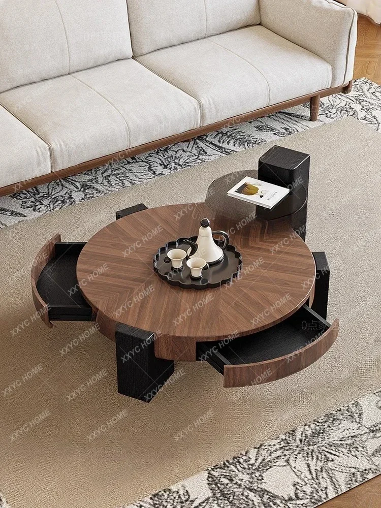 

Y Modern simple small apartment retro solid wood round edge combination
