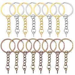 SAUVOO 10-20pcs/lot Alloy Keychain Screw Threaded Eye Pins Key Chains Split Jump Rings Chain For DIY Jewelry Making Accessories