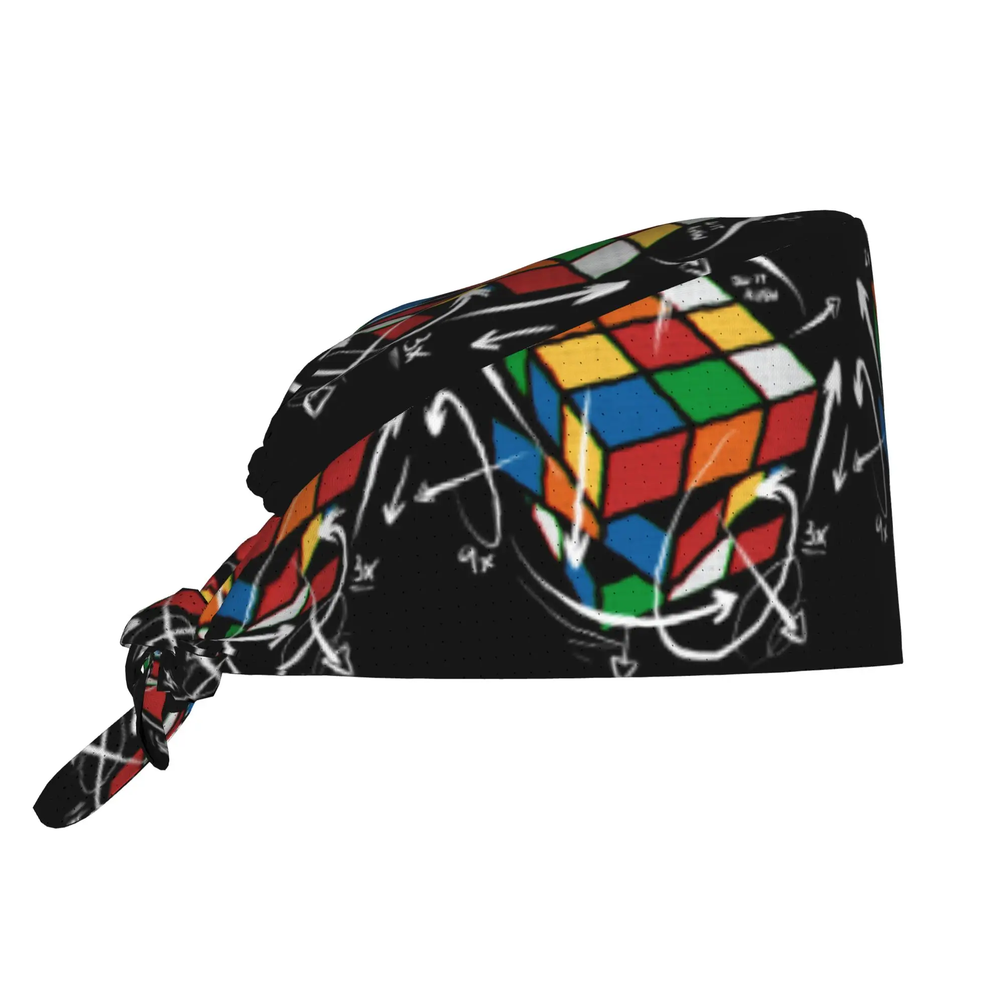 Custom Rubix Rubiks Cube Math Formula Scrubs Cap Surgical Hats Men Women Geek Magic Gift Nursing Cap Lab Works Hat