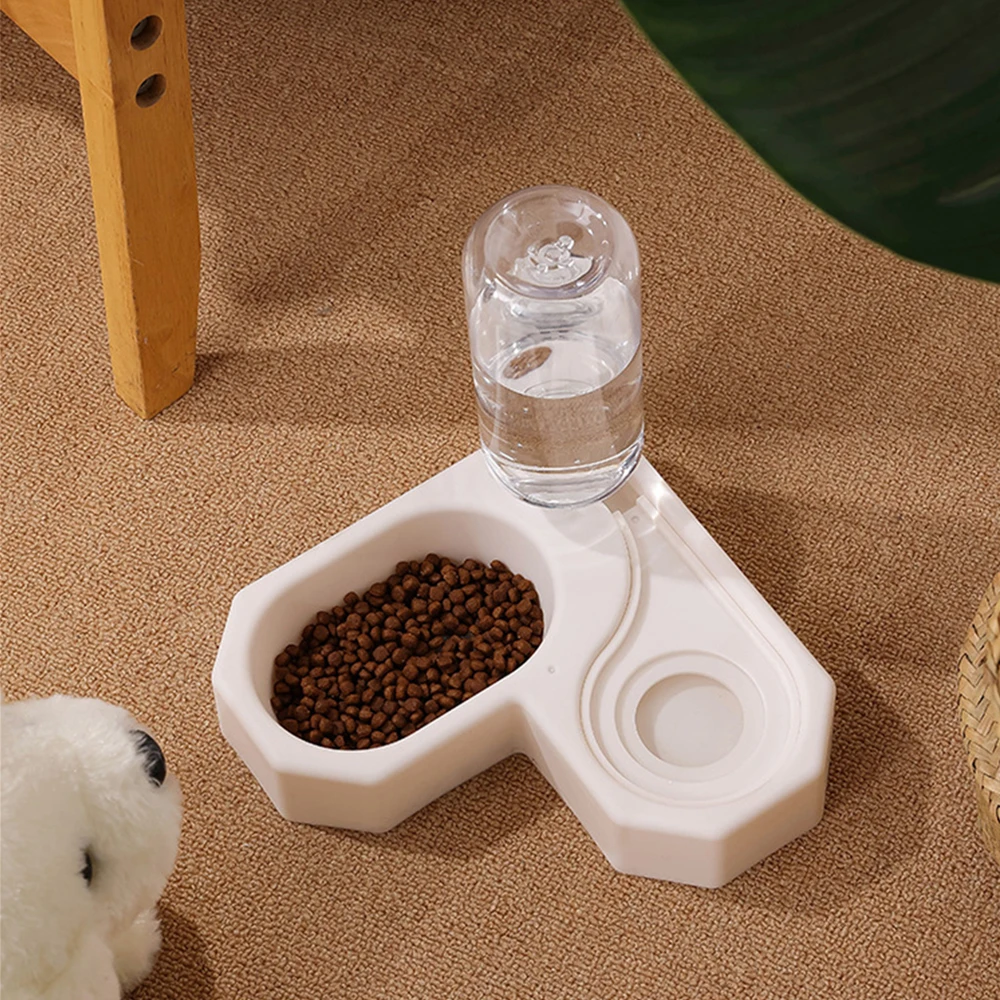 

Cat Feeder Puppy Automatic Water Dispenser Double Bowls Wall Corner Save Space Small Dogs Feeding Food Bowl Drinking Bottle