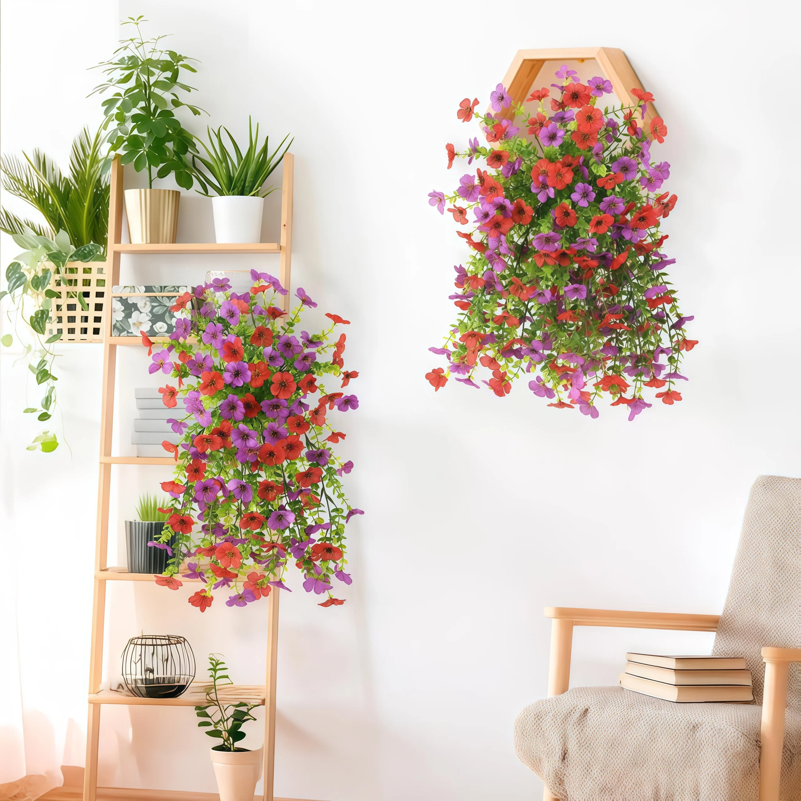 2 Stück/Packung künstliche Blumen, simulierte Pflanzen, Morning Glory Vines mit Eukalyptusblättern, für Hochzeitsdekoration zu Hause im Freien – Detail 4