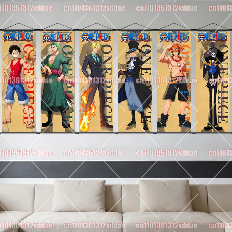 

Anime HD Scroll Painting One Piece Classic Character Poster Luffy Zoro Nami Robin Ace Decorative Hanging Painting Practical Gift