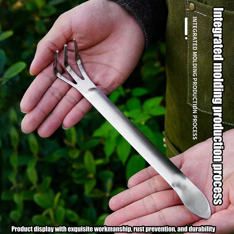 

1/3PCS Stainless Steel Root Rake Bonsai Potted Plants 3-Prong Loosen Soil Tool Handheld Rustproof Rake Home Gardening Tool