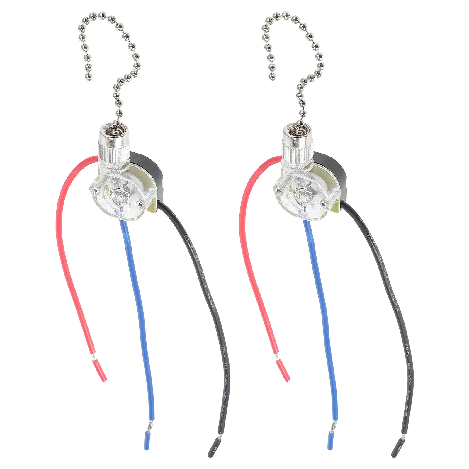 

2pcs Pull Chain Switch 3 Wire For Ceiling Replacement Durable Use Home Hotel Decoration Ceiling Fan Pull Chain