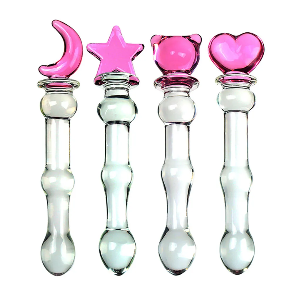 Pink Glass Anal Plug Cute Glass Anal Dildos For Women Smooth Glass Butt Plug Prostate Massage G-Spot Stimulation Sex Toy