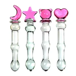 Pink Glass Anal Plug Cute Glass Anal Dildos For Women Smooth Glass Butt Plug Prostate Massage G-Spot Stimulation Sex Toy