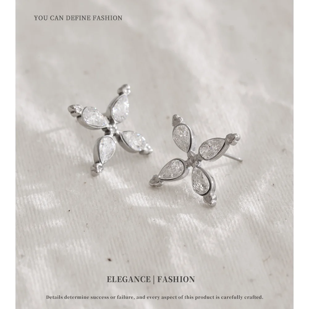 NiNice الفولاذ المقاوم للصدأ عالية الجودة مقاوم للماء لامعة قرط صغير زهري بلينغ مكعب زركونيا موضة رائعة الأذن مجوهرات #3