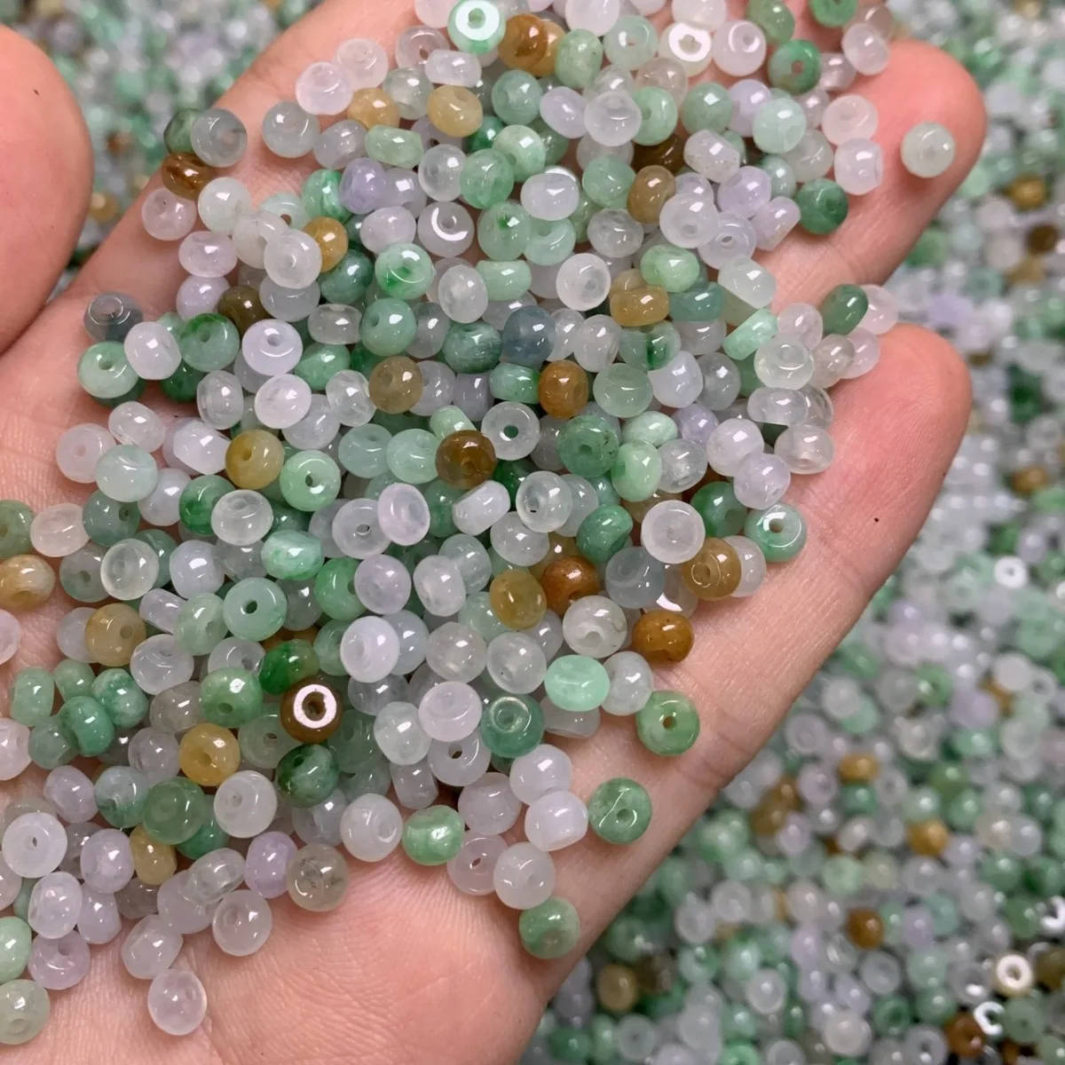 Myanmar Jade Jadeite A Goods Ice Three-color Abacus Beads Jade Crafts DIY Loose Beads Can Be Used As Accessories