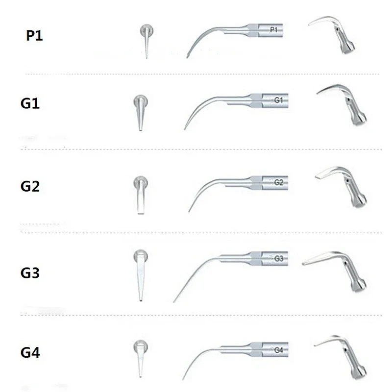 All Sizes of 5 / Pack Dental Ultrasonic Tooth Scaling Fangs Stone Plaque Removal Tool EMS Woodpecker Replacement Blade