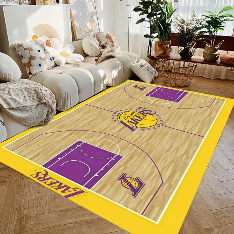 Basketball Court Carpet Classic Basketball Team Sofa Living Room Decor Plush Rug Flannel Non-slip Dirt-resistant Washable Carpet