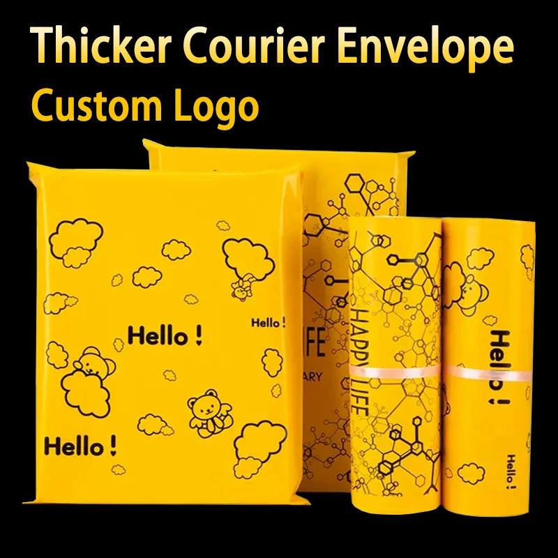 

Courier Envelope Cute Yellow Hello Mailing Bags Pack Products Custom Packaging Poly Mailer Shipping Set Sending