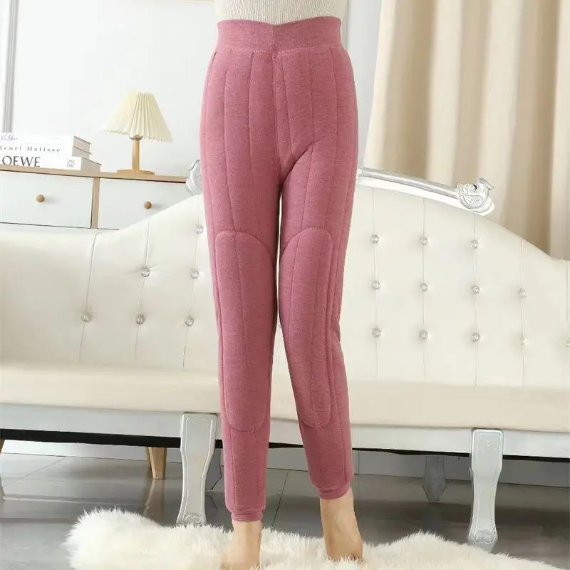Mittleren Alters Winter Verdickte Hohe Taille Gefüttert Hosen Frauen Hause Bequeme Warme Hosen TT301