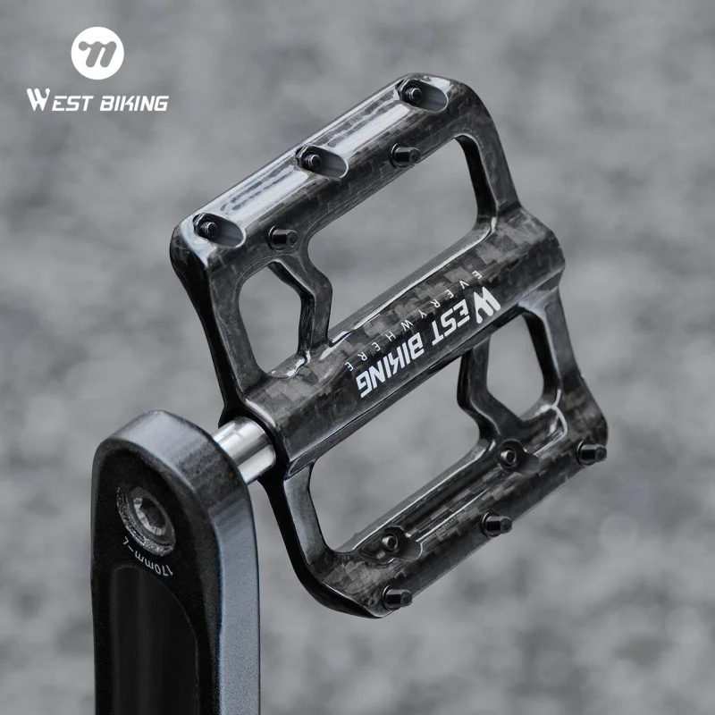

WEST BIKING Carbon Fiber Pedal 185g MTB Titanium Shaft 3 Bearings Road Bicycle Pedal Anti Slip Racing Pedal Bicycle Accessories