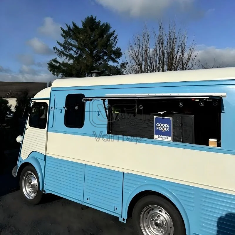 Vintage Electric Food Trailer Mobile Concession Kitchen Trailer Retro Food Vending Four Wheel Truck for Street Business