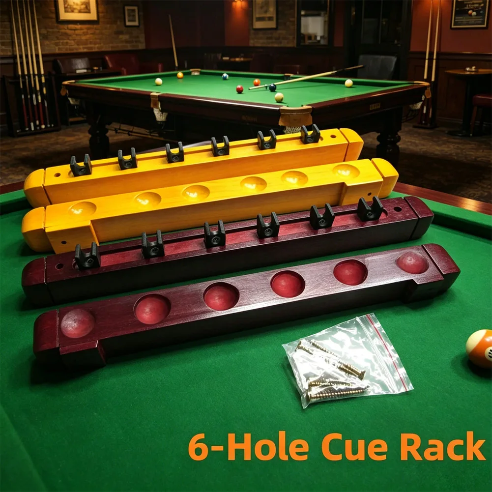 

Billiards Rod Rack 6-hole 40cm Solid Woodden Wall-Mounted Cue Stand Pool Table Accessories For Easy For Access And Storage
