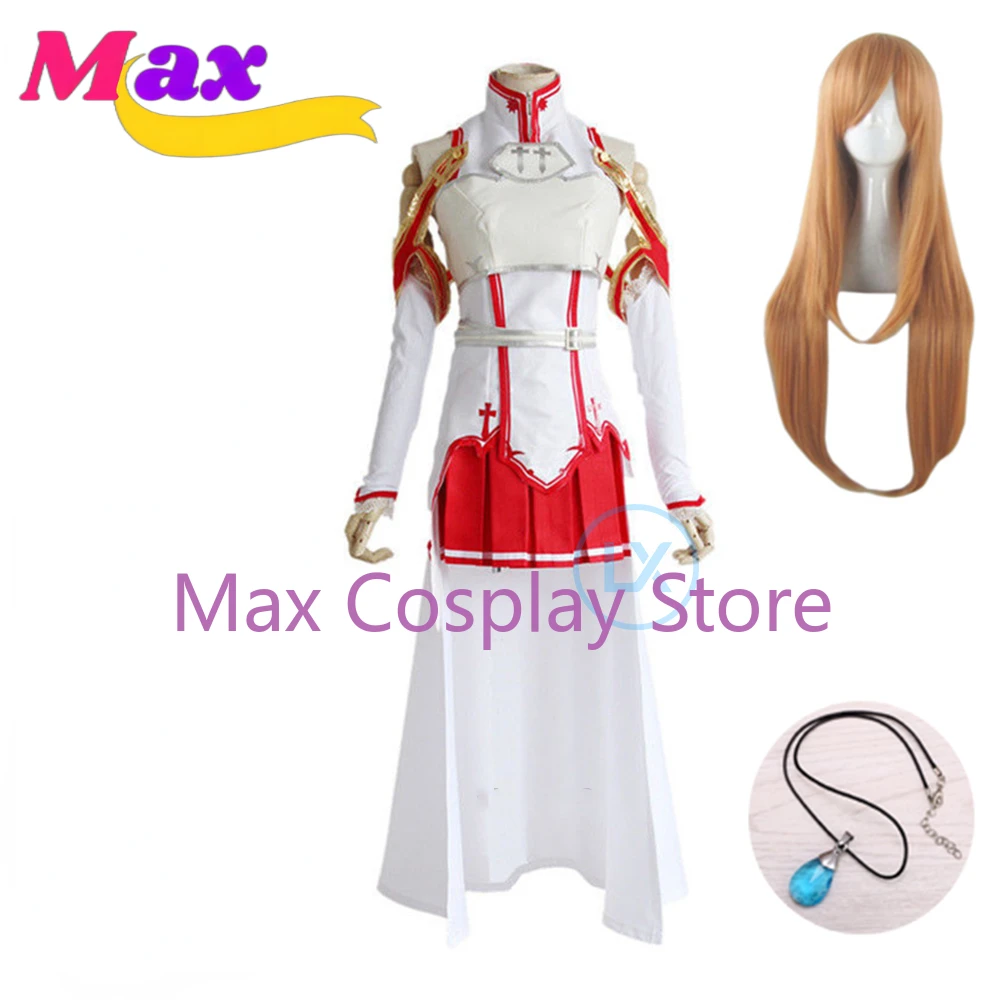 Max Cos SAO Cosplay Costume Asuna Yuuki Full Set Women Cosplay Costumes Haloween Anime Clothes