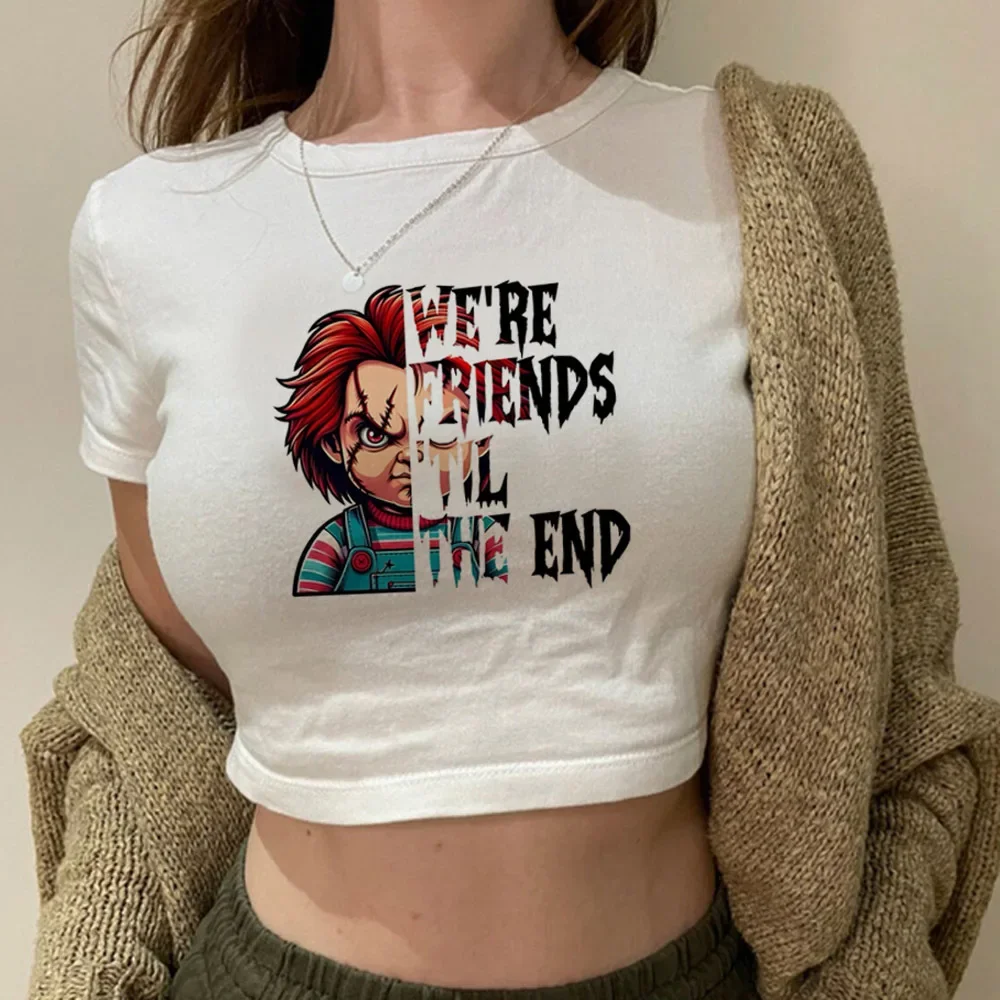 خمر الجنية Gyaru Verano Mujer Camiseta تشاكي المحاصيل الأعلى بيبي دول Recortado الملابس الجمالية #1