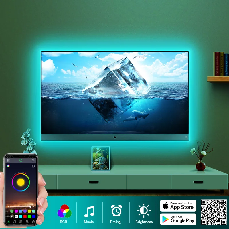 RGB 5050 USB Led Strip Light Bluetooth App Control 5V USB Led Lights Flexible Ribbon Diode Tape for TV Backlight Room