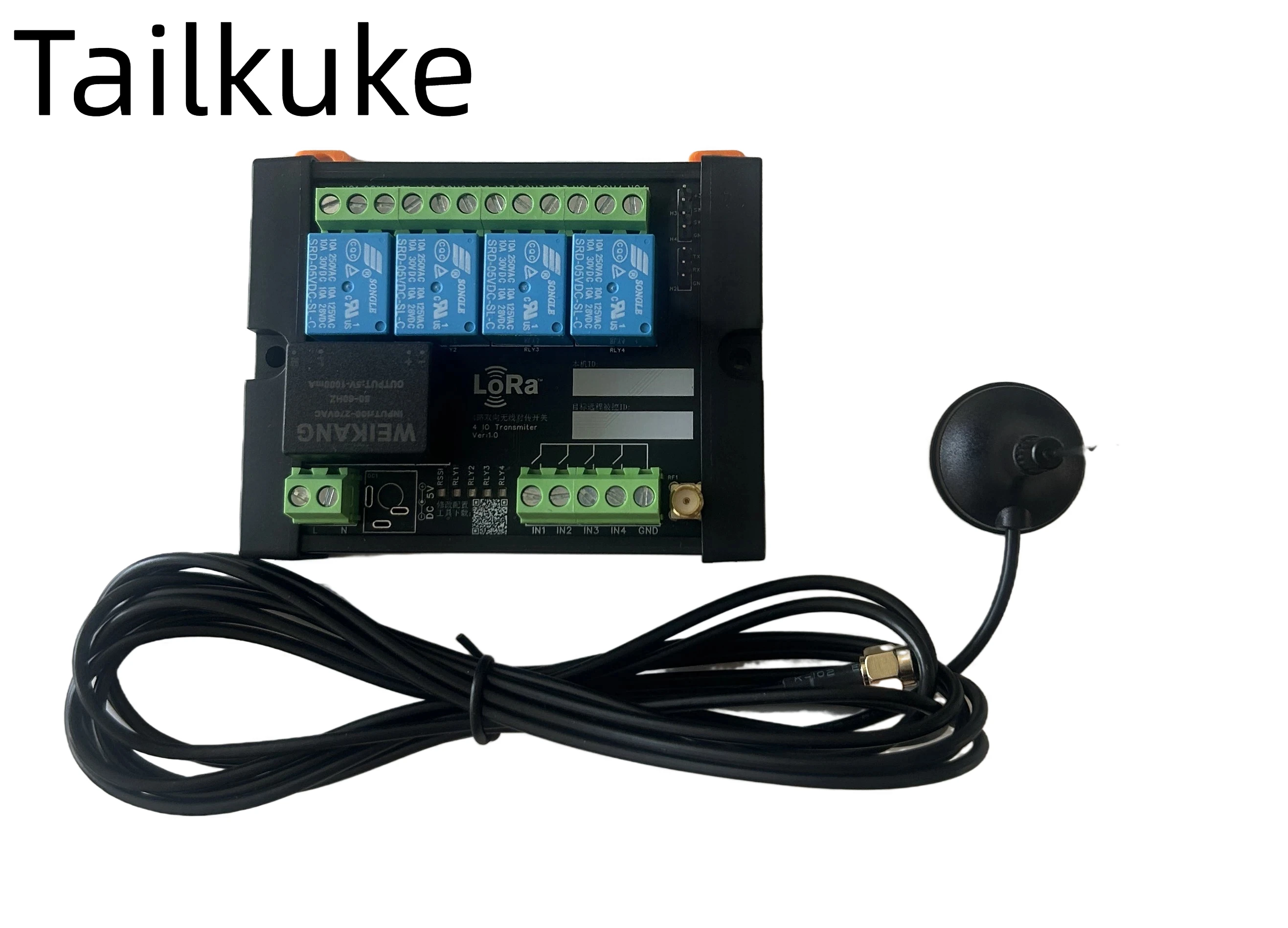 4-channel wireless transmission switch remote controller remote control relay IO bidirectional synchronous transmission LoRa mod
