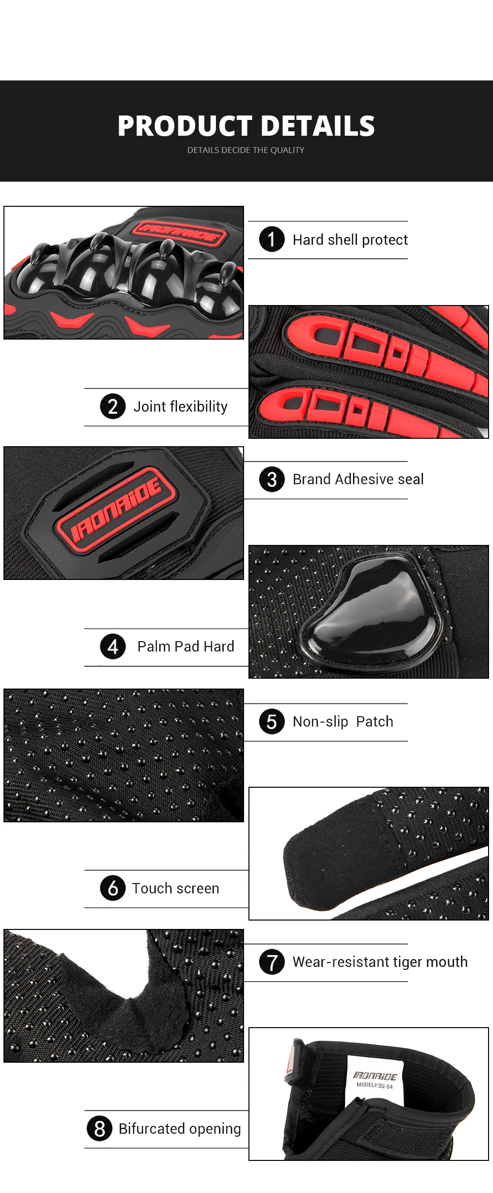 Motorrad Handschuhe Sommer Wasserdichte Touchscreen Voll Finger Handschuhe Schutz Anti-herbst Guantes Moto Nicht-slip Reiten Handschuhe – Detail 13