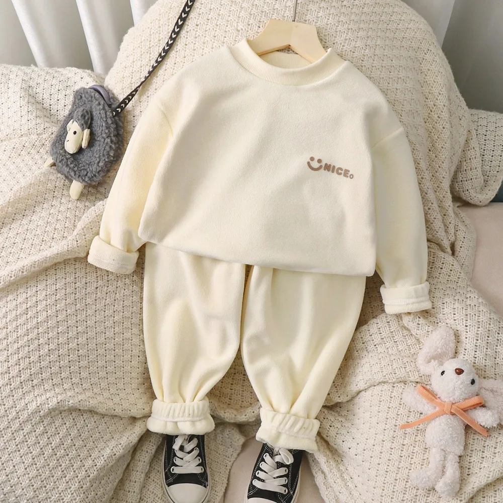 Children's Autumn/Winter Oriole Velvet Set, Girls' Thick Velvet Home Clothes, Boys' Warm Underwear, Autumn Clothes, Autumn Pants