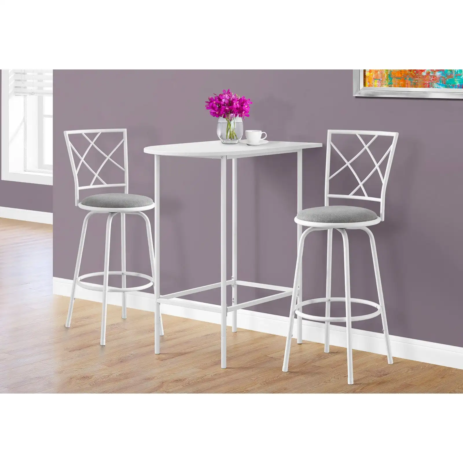 Bar Table Pub 36" Rectangular Small Kitchen Metal Cocktail Dining Table White