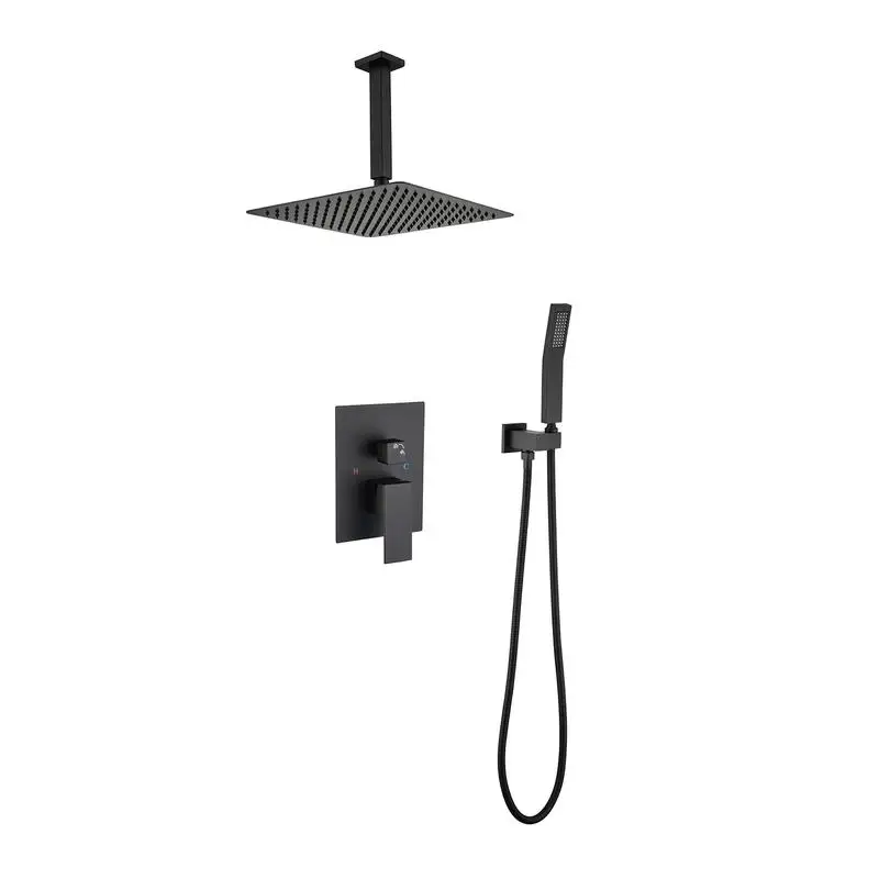 

16 Inch Ceiling Mounted Shower Head System, Rainfall Shower Spray with Adjustable Height and Water Flow Control