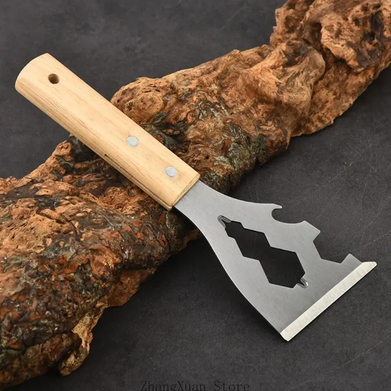 3xuf kokoh stainless steel scraper dengan pegangan kayu aksesori portabel nyaman untuk berbagai tugas pembersihan