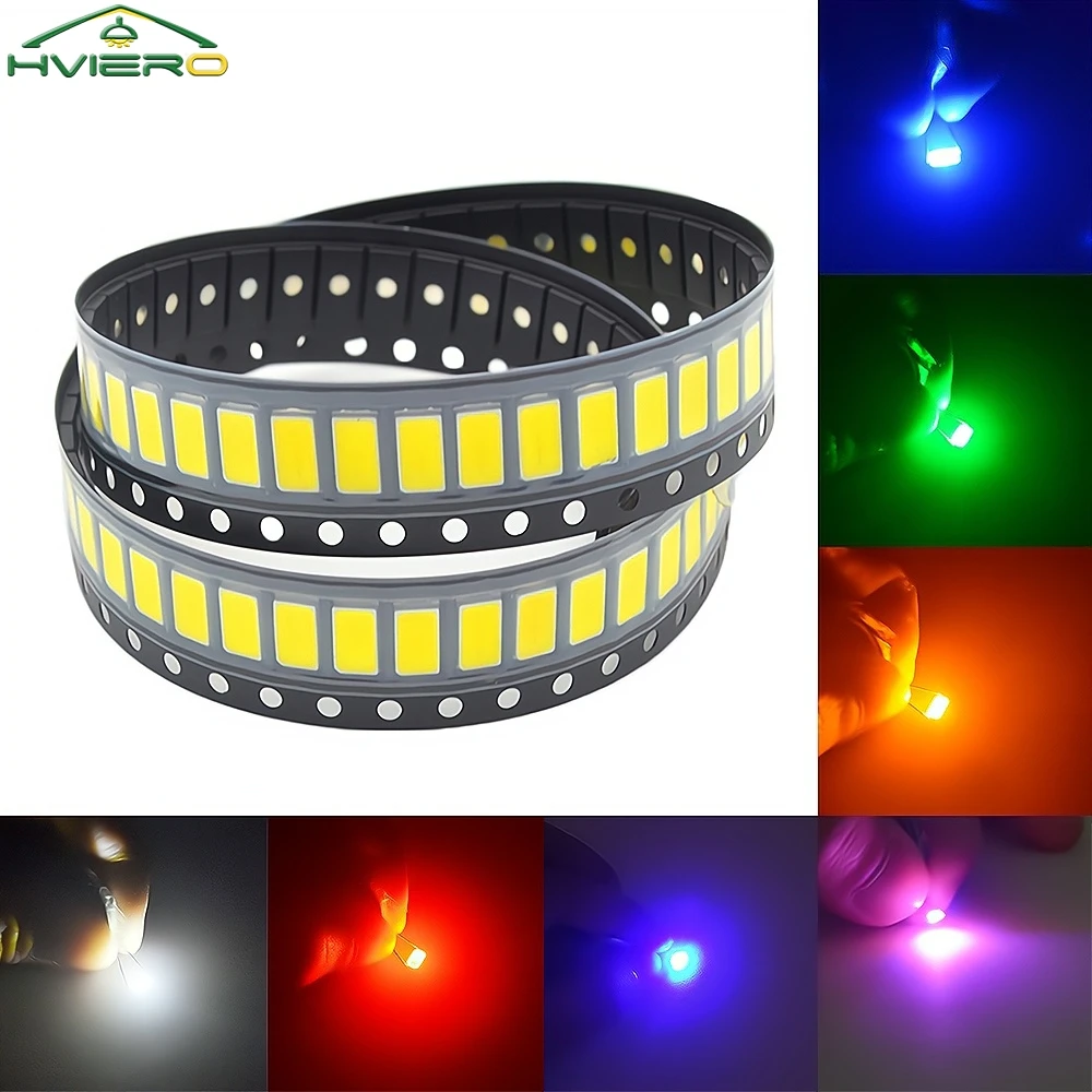 

100/200X 5730 Bright Chips SMD LED Red Yellow White Blue Green Purple Light Emitting Diode Lighting Atmosphere Decoration Patch