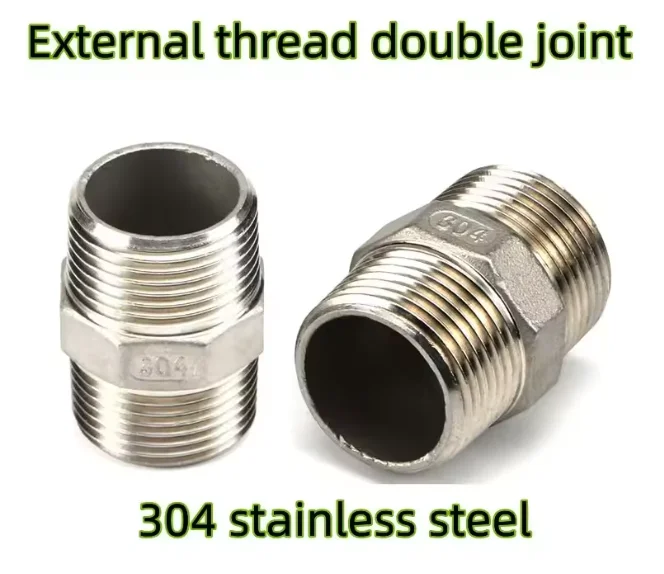 خيط خارجي من الفولاذ المقاوم للصدأ برأس مزدوج وصلة مستقيمة سريعة، وصلة خيط خارجية سداسية، وصلة من الفولاذ المقاوم للصدأ 304 #1