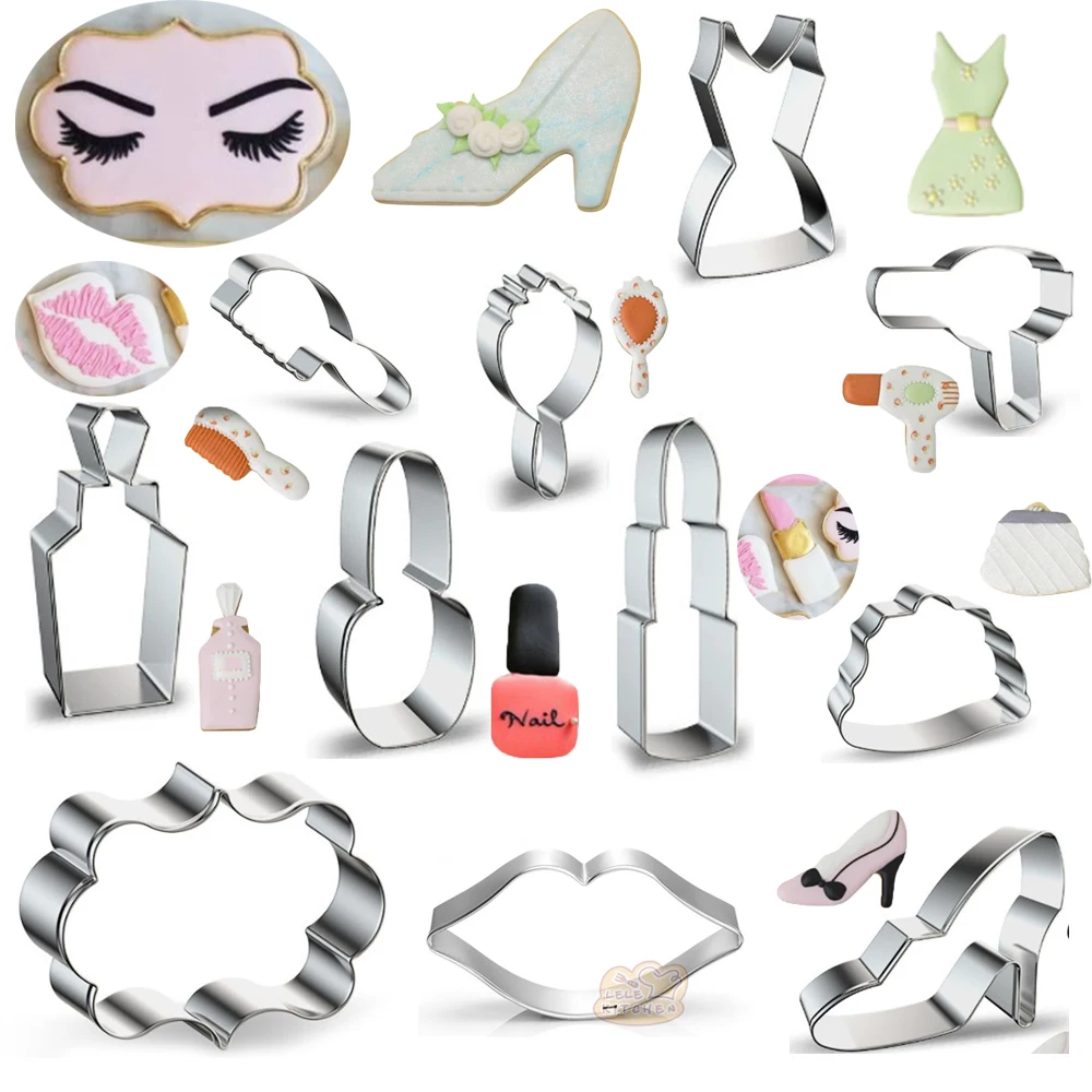 

1pcs patisserie Beauty Makeup Perfume Lipstick Mirror Stainless Steel Cookie Cutter Fondant Cake Decor Tools Plaste Biscuit Mold