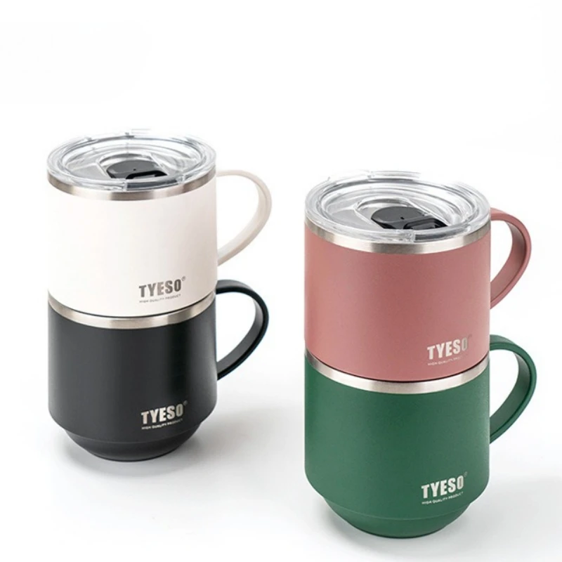 

Кофейная кружка из нержавеющей стали, прочная, для офиса, с ручкой и прозрачной крышкой, идеально подходит для горячих напитков и повседневного использования.