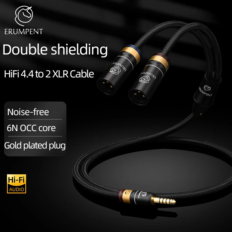 Hi-end HiFi 4.4mm to 2XLR Audio Cable  6N OCC Balanced 4.4mm Male to 2XLR Male/Female Mixer Amplifier Cable