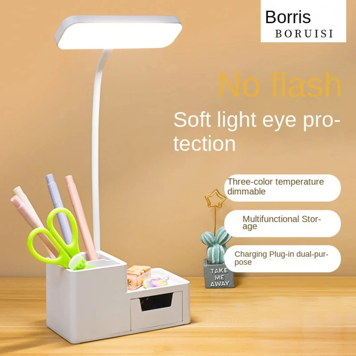 Table Lamp Gift Pen Holder Eye Care Rechargeable LED Night Lamp Bedroom Bedside Reading Lamp  Drawer Table Lamp Small tables