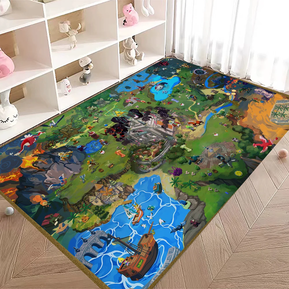 Zelda Map Floor Mat INS Style Soft Bedroom Floor House Laundry Room Mat Anti-skid Bedside Area Rugs