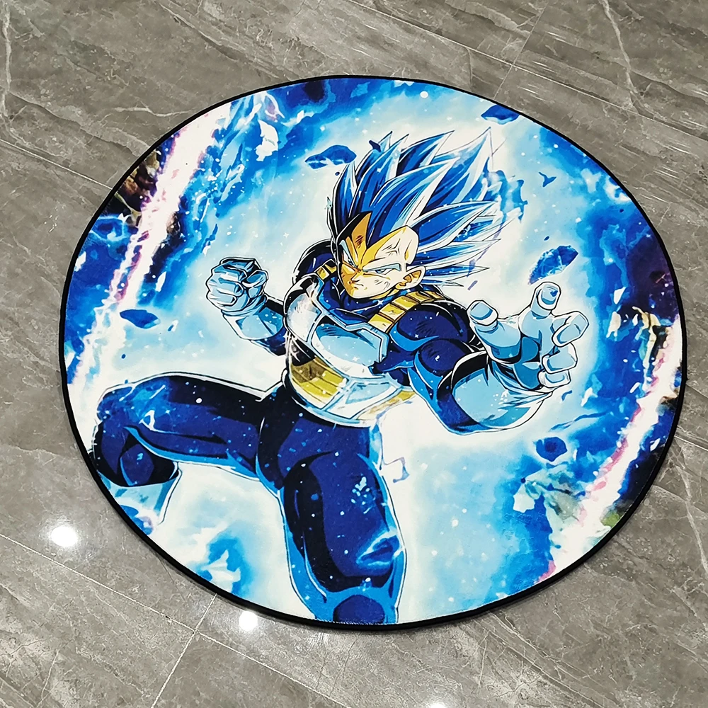 

Circular Rugs Anime Dragon Ball Vegeta Evolution Customize Cartoon Rug Handmade Carpet Area Rug for Home Decor