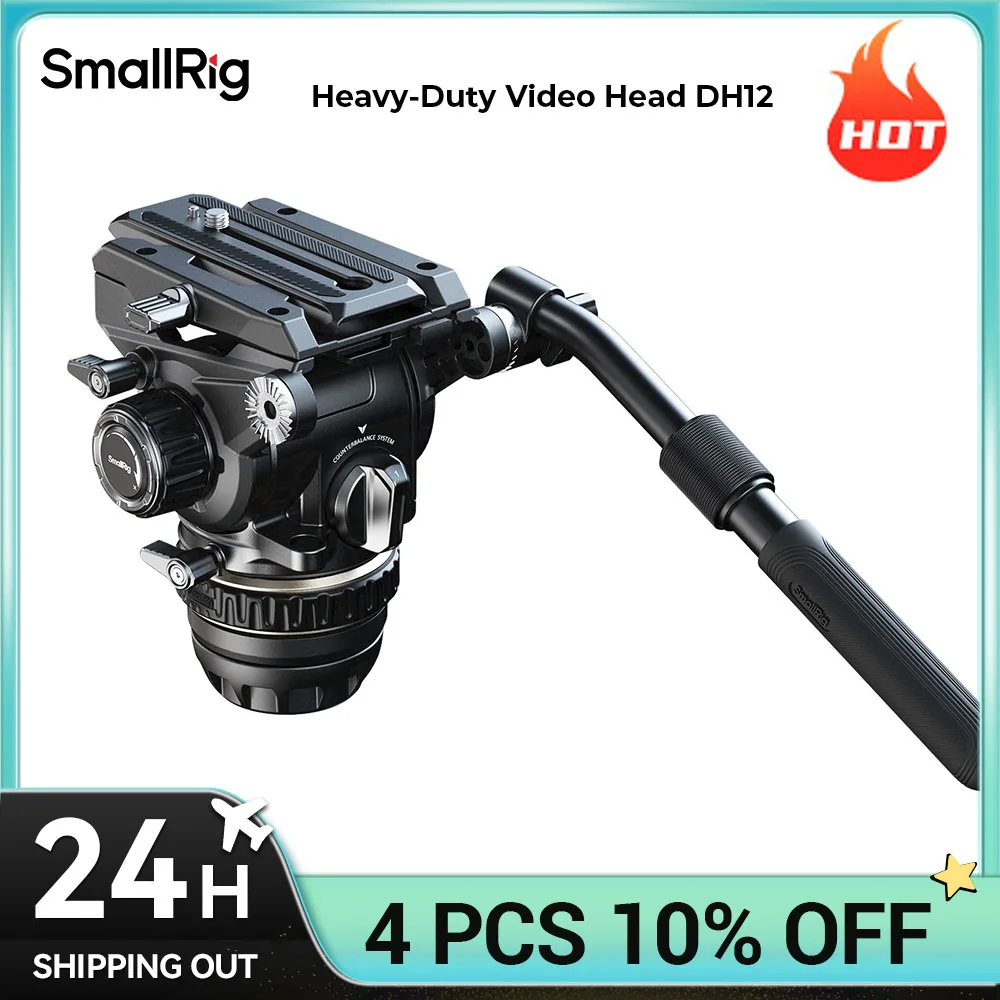 SmallRig DH12 Professional Fluid Video Head with 6-Step Counterbalance Dynamic, Step-Less Damping Adjust on Pan/Tilt, Load 8kg