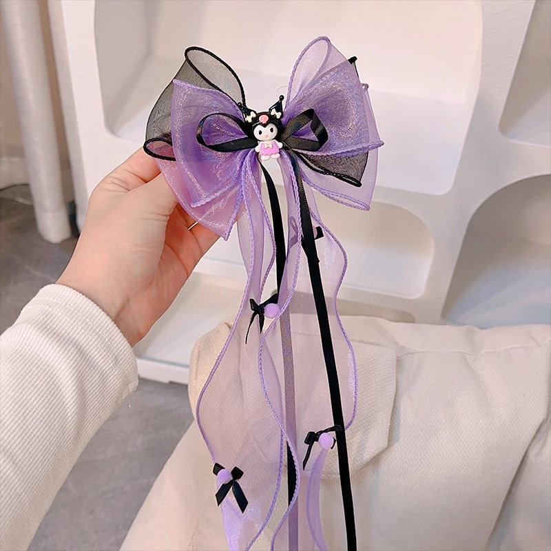 Cartoon Anime Big Bowknot Hairpin Black Purple Flower Bell Hair Accessories For Girls Trendy Princess Headwear Accessories Gift