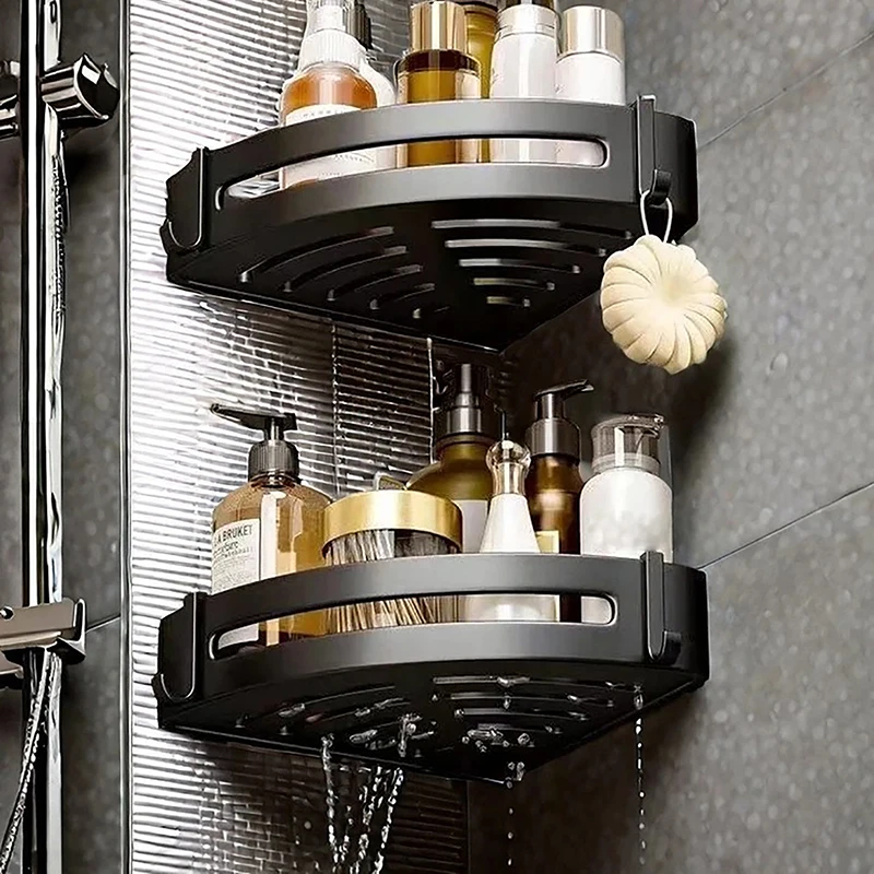 1 PC Bathroom Shelves Corner Shower Shelf ABS Wall Mount Shampoo Storage Rack Holders No Drill Kitchen Bathroom Accessories