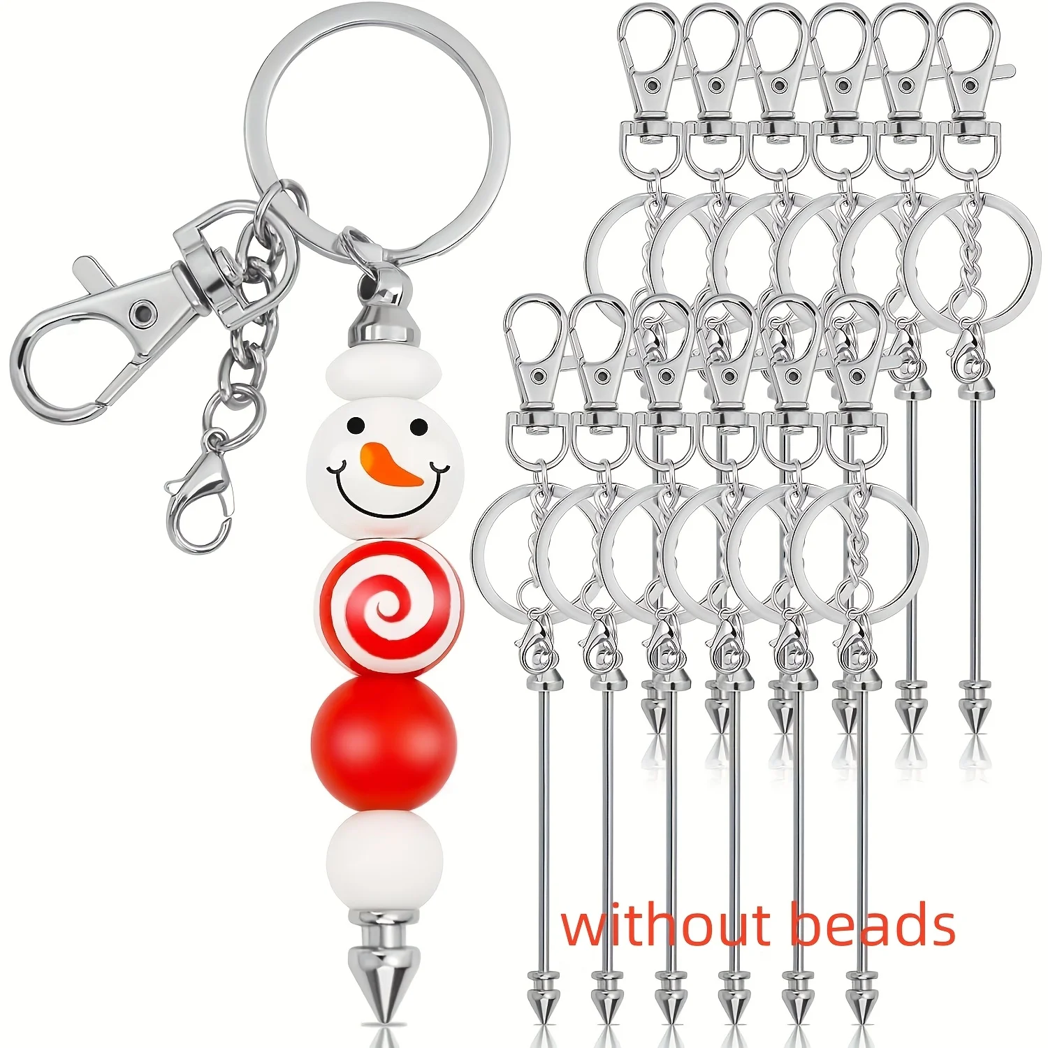 12pcs Handmade Jewelry Making Keychain Set Beads Detachable Double Head Screw Keychain Pendants Craft Projects Anniversary Gift