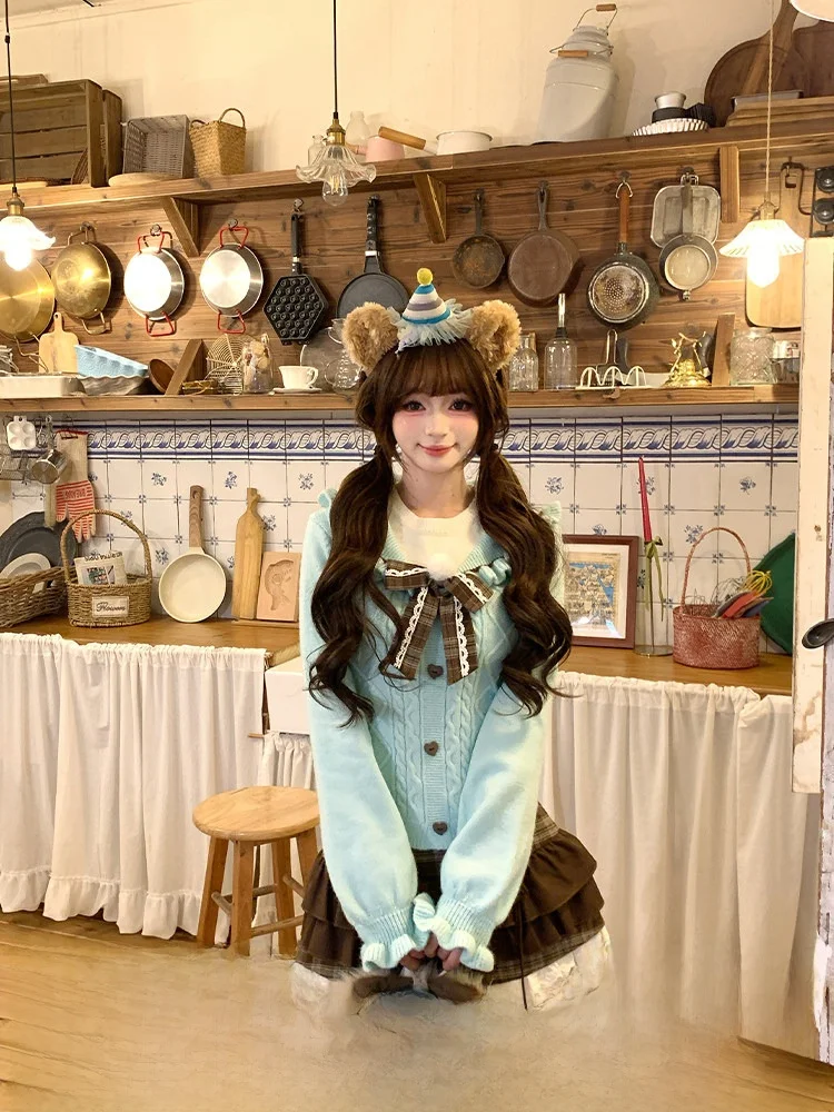 

Милый школьный свитер с эффектом двухслойности, вязаный, с длинными рукавами, для женщин, ранняя весна, милый, с цветными блоками, повседневный, на каждый день, весна 2026